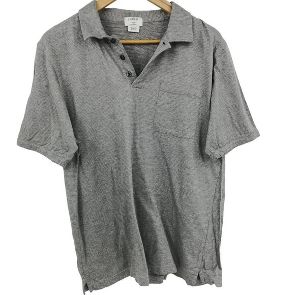 J Crew Gray Cotton Polo Shirt Size L Short Sleeve Collar Pocket Classic Pullover - Picture 1 of 6